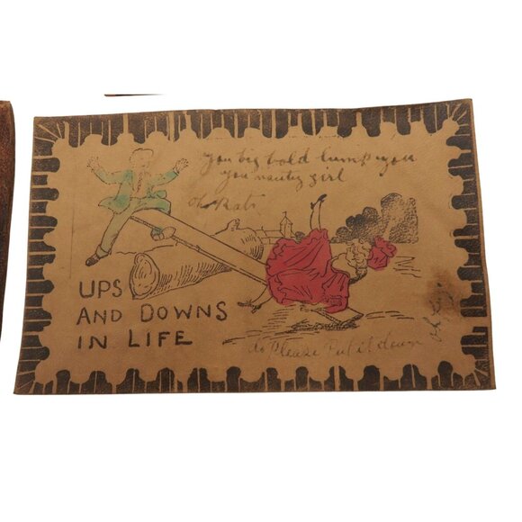 Vintage Leather Postcards With Humorous Illustrations and Quotes - Picture 3 of 10